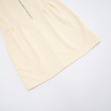 Women Autumn/Winter Solid Casual Stand Collar Long Sleeve Zipper Dress