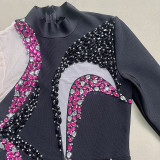 Women Rose Rhinestone Feather Bandage Dresses