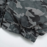 Women Autumn/Winter Camouflage Stand Collar Sleeveless Short Zipper Padding Vest