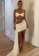 Women Autumn Sexy Solid Backless Halter Neck Camisole Top and Skirt Two-Piece Set