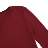 Women Casual Women Asymmetrical V-Neck Long Sleeve Top and Trousers Two-Piece Set