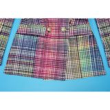 Women's Autumn Winter Career Fashion Plaid Print Long Sleeve Slim Fit Blazer Trousers Suits