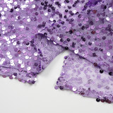 Women's African Fashion Sequin Sleeveless Dress Blazer Set