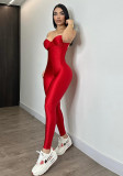 Women's Strapless Tight Fitting Sexy Low Back Jumpsuit