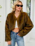 Women's Fashion Casual Faux Fur Short Jacket