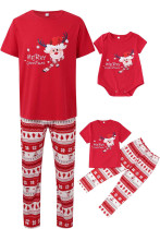 Family Christmas Matching Short Sleeve Santa Print Pajamas Set