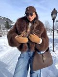 Women's Autumn Winter Short Fashion Faux Fur Plush Turndown Collar Coat