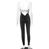 Women's Strapless Tight Fitting Sexy Low Back Jumpsuit