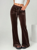 Women's Autumn Winter Flared Casual Bell Bottom Velvet Trousers