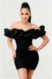 Women's Fashion Sexy Ruffle Off Shoulder Bodycon Dress