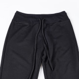 Women's Autumn Winter Casual Fuzzy Long Sleeve Letter Beaded Zip-Up Hoodies Joggers Two-Piece Pants Set