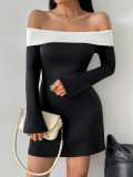 Women's Autumn Winter Off Shoulder Bell Sleeve Long Sleeve Dress