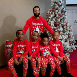 Family Christmas Letter Print Long Sleeve Plaid Homewear Pajamas Set