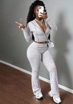 Women's Fashion Solid Color Knit Ribbed Zip-Up Hooded Top Tight Fitting Pants Casual Two-Piece Set Women's Fashion Solid Color Knit Ribbed Zip-Up Hooded Top Tight Fitting Pants Casual Two-Piece Set
