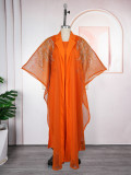 Women's African Plus Size Robe and Dress Solid Color Two-Piece Set