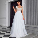 Women's Strapless Elegant Chic Patchwork Mesh Evening Dress