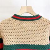 Women's Autumn Cut-Out Color Block Letter Jacquard Long Sleeve Slim Fit Pullover Top