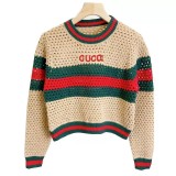 Women's Autumn Cut-Out Color Block Letter Jacquard Long Sleeve Slim Fit Pullover Top