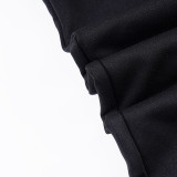 Women's Autumn Winter Casual Fuzzy Long Sleeve Letter Beaded Zip-Up Hoodies Joggers Two-Piece Pants Set