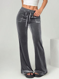 Women's Autumn Winter Flared Casual Bell Bottom Velvet Trousers