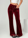 Women's Autumn Winter Flared Casual Bell Bottom Velvet Trousers