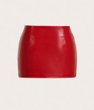 Women's Tight Fitting Street Fashion Sexy Belted Leather Skirt