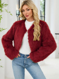 Women's Fashion Casual Faux Fur Short Jacket