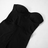 Women's Strapless Tight Fitting Sexy Low Back Jumpsuit