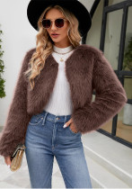Women's Fashion Casual Faux Fur Short Jacket