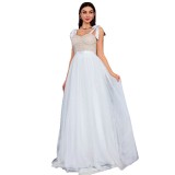 Women's Strapless Elegant Chic Patchwork Mesh Evening Dress