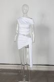 Women Solid Slash Shoulder Top Ribbon and Skirt Two Piece Set