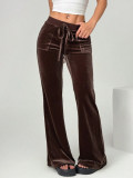 Women's Autumn Winter Flared Casual Bell Bottom Velvet Trousers