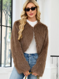 Women's Fashion Casual Faux Fur Short Jacket