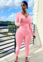 Women's Fashion High Stretch Hooded Sport Casual Two-Piece Pants Set