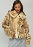 Women's Autumn Winter Chic Style Turndown Collar Short Warm Long Sleeve Faux Fur Coat