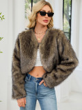 Women's Fashion Casual Faux Fur Short Jacket