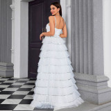 Women's Strapless V-Neck Tiered Puffy Formal Party Evening Dress
