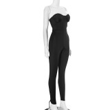 Women's Strapless Tight Fitting Sexy Low Back Jumpsuit