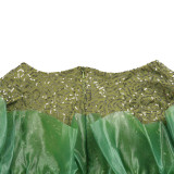 Women's African Plus Size Sequins High Waist Christmas Party Dress