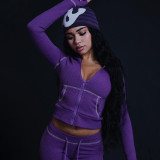 Women's Autumn Winter Fashion Chic Casual Career Hooded Zip-Up Top and Pants Set