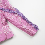 Women's African Fashion Sequin Sleeveless Dress Blazer Set