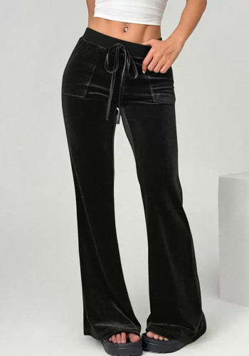Women's Autumn Winter Flared Casual Bell Bottom Velvet Trousers