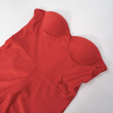 Women's Strapless Tight Fitting Sexy Low Back Jumpsuit