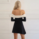 Women's Autumn Winter Off Shoulder Bell Sleeve Long Sleeve Dress