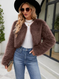 Women's Fashion Casual Faux Fur Short Jacket