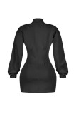 American Style Stand Collar Long-Sleeved Bodycon Dress