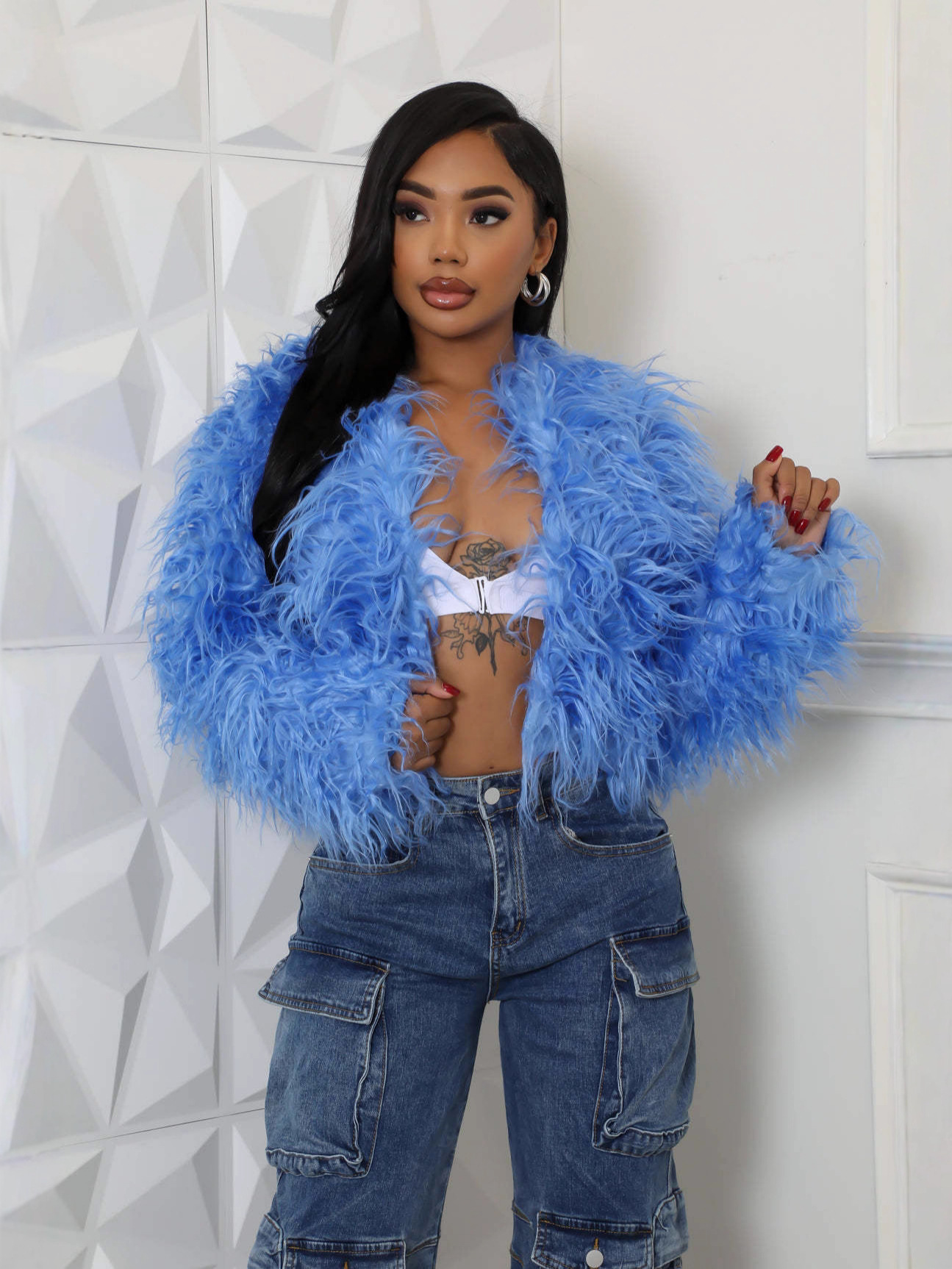 Long-Sleeved Furry Jacket for Autumn & Winter Layering
