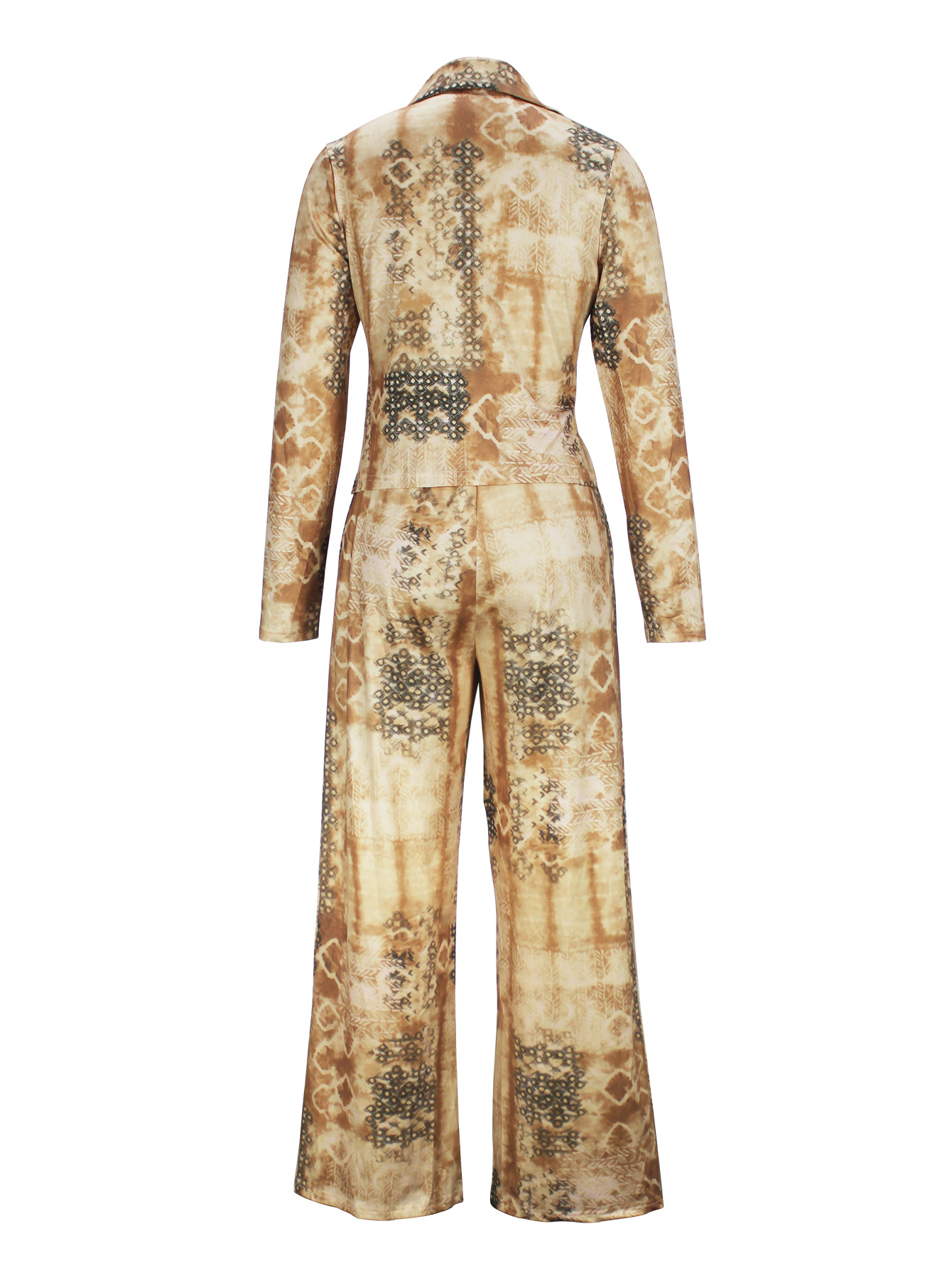 Women Elegant V-Neck Long-Sleeved Top and Pants Two-Piece Set