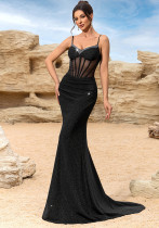 Elegant V-Neck Backless Chiffon Formal Party Maxi Dress