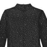 Women Sexy See-Through Mesh Beaded Dress